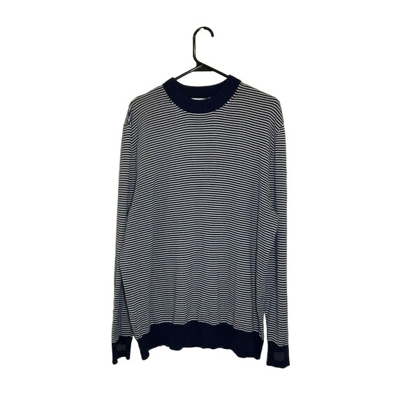 J, Hilburn Mens Size L Sweater Crew Neck Stripes Knit Cotton Casual Classic Warm - Picture 1 of 6
